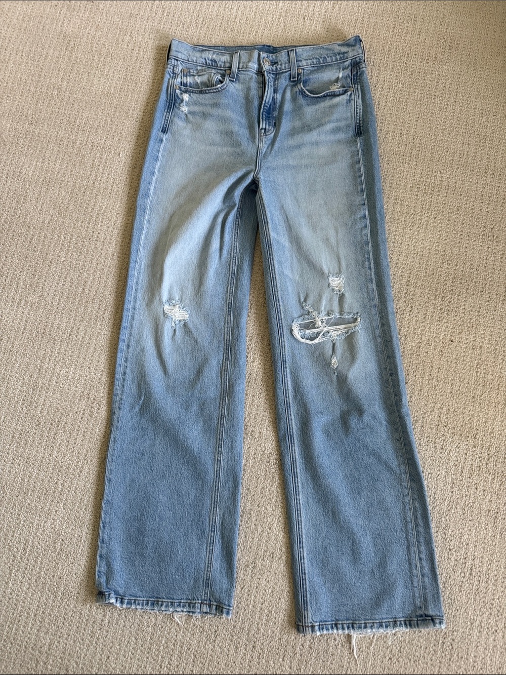 Iconic AYR “Secret Sauce” Light Blue Distressed Wide-Leg Jeans